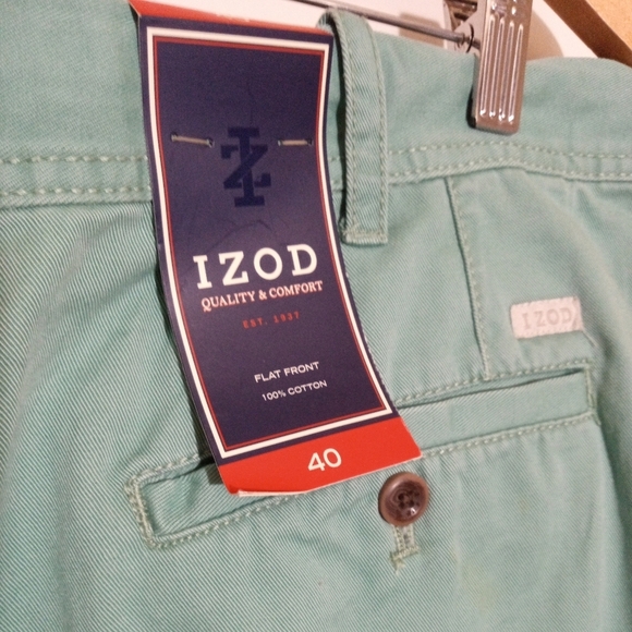 Izod flat front 100% cotton shorts men's size 40 NWT - Picture 3 of 11